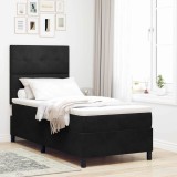 VidaXL Pat cu arcuri cu saltea cu headboard Negru 100 x 200 cm Catifea 3339814