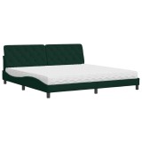 Cumpara ieftin Pat cu saltea, verde inchis, 200x200 cm, catifea