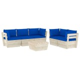 vidaXL Set mobilier grădină din paleți, 6 piese, cu perne, lemn molid