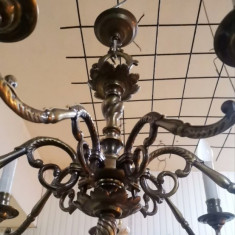 Candelabru antic din bronz masiv cu 7 brațe de dimensiuni mari