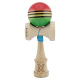 Kendama X Originala, Profesionala, Cyrax, Big Cups V2, Super Sticky Legendary Cupe Mari, Rulment Metalic cu Ata 55 cm, Rosu/Galben/Verde