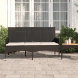 VidaXL Bancă de grădină cu 3 locuri, cu perne, negru, poliratan 319492