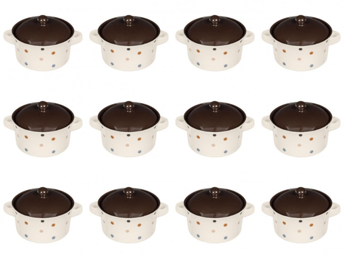 Set boluri supa, 12 piese, 650 ml, Ceramica, Bej print