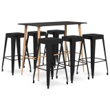 Cumpara ieftin Set mobilier de bar, 7 piese, negru