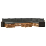 vidaXL Set de canapele de exterior cu pernă 9 pcs Natural și Antracit 3383755