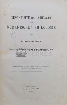 Geschichte und aufgabe Der Romanischen Philologie - 1904 - Gustav Grober (I69) foto