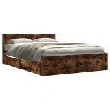 Cumpara ieftin Cadru de pat cu tablie stejar fumuriu 140x200 cm lemn prelucrat