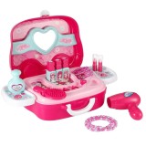 Cumpara ieftin Set de frumusete pentru copii - Valiza portabila cu accesorii de machiaj si coafura, 21 x 27 x 11 cm, Oem
