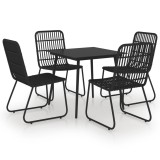 vidaXL Set mobilier de exterior, 5 piese, poliratan și sticlă