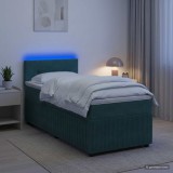 Cumpara ieftin Pat boxspring cu saltea Verde inchis 100 x 200 cm Catifea