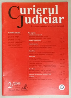 CURIERUL JUDICIAR , REVISTA ROMANA DE ACTUALITATE JURIDICA , NR. 2 / 2009 foto