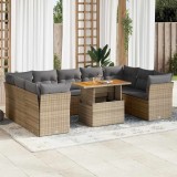 vidaXL Set canapele de grădină cu perne, 10 piese, bej, poliratan 3326971