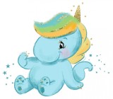 Cumpara ieftin Sticker decorativ cu Unicorn, Albastru, 70 cm, 1239-22ST, Oem