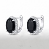 Cumpara ieftin Cercei din Argint 925 Royal Black Halo, 13 mm
