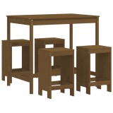 Set mobilier bar de gradina, 5 piese, maro miere lemn masiv pin