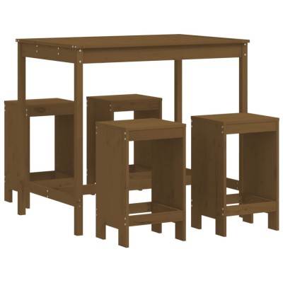 Set mobilier bar de gradina, 5 piese, maro miere lemn masiv pin foto