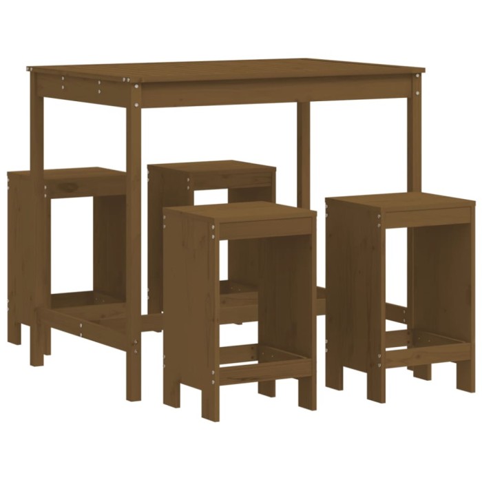 Set mobilier bar de gradina, 5 piese, maro miere lemn masiv pin
