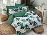 Cumpara ieftin Lenjerie de pat pentru o persoana, EnLora Home, Monstera - Green III, 2 piese, amestec bumbac, multicolor