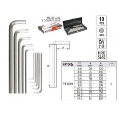 Set chei imbus 10Buc 3-17mm, Yato YT-0519