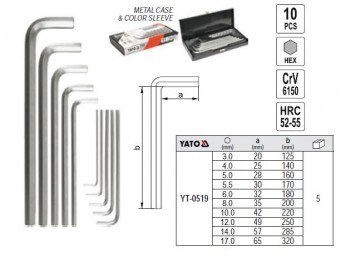 Set chei imbus 10Buc 3-17mm, Yato YT-0519 foto