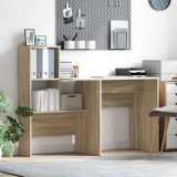 vidaXL Birou cu raft Stejar sonoma 131.5 x 50 x 106.5 cm Lemn compozit
