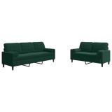 Cumpara ieftin Set canapele cu perne/rulouri, 2 piese, verde inchis, catifea