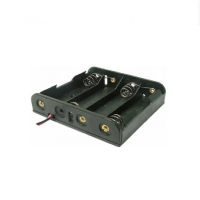 Soclu pentru 4 baterii R6 AA &amp;ndash; suport cu fire, 6V foto