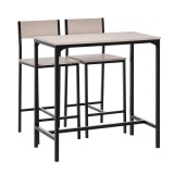 HOMCOM Set de Bar Bartisch cu 2 Taburete cu Spătar &icirc;nalt pentru Bucătărie, Natural | Aosom Romania