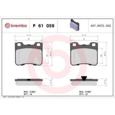 Placute frana Citroen Ax (Za-) 07.86-12.98, Saxo (S0 S1) 02.96-04.04; Peugeot 106 I (1a 1c) 08.91-04.96, Fata, BREMBO foto
