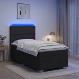 Cumpara ieftin Pat cu arcuri LED si saltea Negru 90 x 200 cm Tesatura