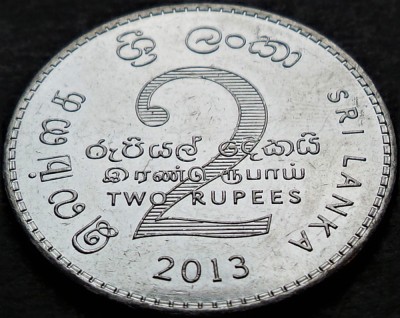 Moneda exotica 2 RUPII / RUPEES - SRI LANKA, anul 2013 *cod 3917 foto