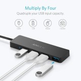 Anker HUB USB 4, in, 1 , 4A USB 3.2 Gen1, 5Gbps, cablu 0.6m, negru , A7516016
