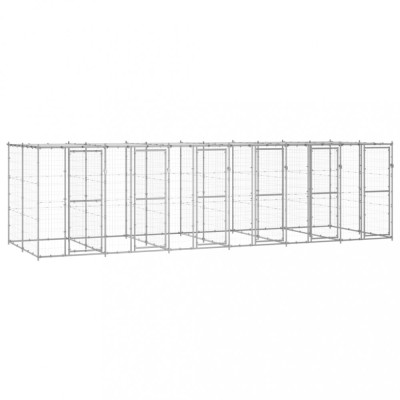 vidaXL Padoc c&amp;acirc;ini de exterior cu acoperiș, 14,52 m&amp;sup2;, oțel galvanizat foto
