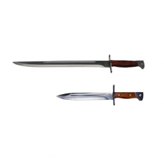 Pachet Cutit si Maceta, AK-47, otel inoxidabil, 31 cm, teaca inclusa