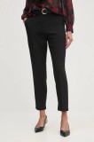 Sisley pantaloni femei, culoarea negru, mulata, high waist, 45PKLF05Z