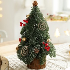 Decoratiune Craciun pentru Masa, Flippy, Ornament de Decor Model Brad de Craciun de Dimensiuni Mici, pentru Birou si Interior, din Plastic 30 x 15 x 1