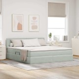 Cumpara ieftin Pat cu LED si saltea Gri deschis 160 x 200 cm Catifea
