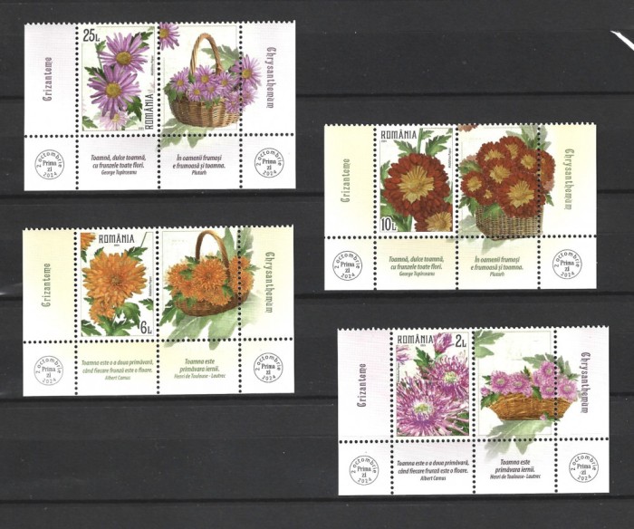 ROMANIA 2024 - CRIZANTEME, VINIETA 1, MNH - LP 2488