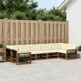 vidaXL Set de canapele de exterior cu pernă 7 pcs Natural și Crem 3381662