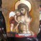 TABLOU PICTAT MANUAL LEMN MASIV STEJAR, ICOANA TABLOU ISUS 50&times;60 CM.