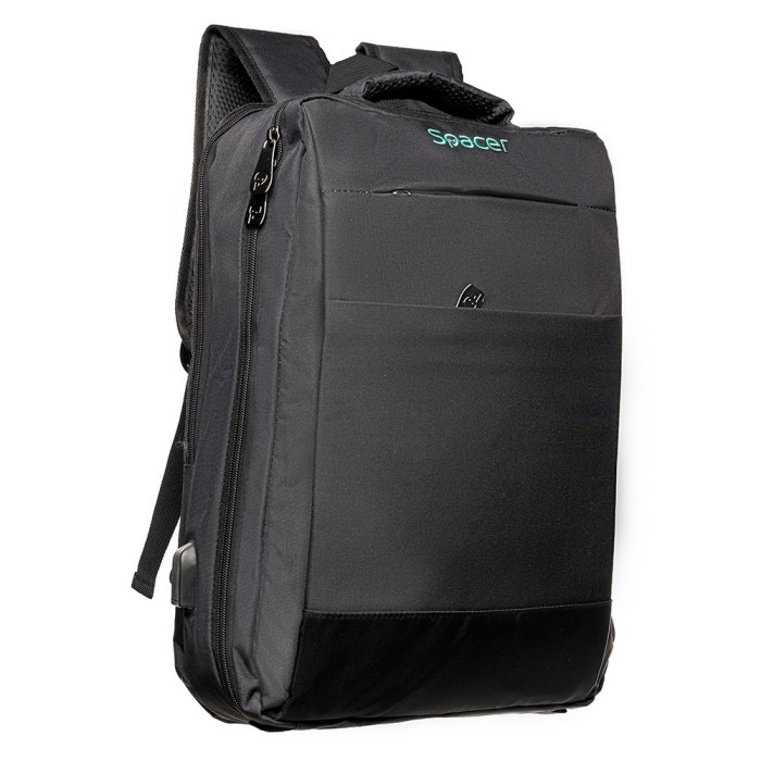 RUCSAC SPACER NEW YORK BLACK, pt. notebook de max. 17&quot;, 2 Compartiment Laptop, Compartiment Calatorie, buzunar frontal, compartiment travel, troler st