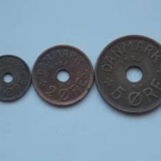 LOT 3 MONEDE -1,2,5 ORE DANEMARCA 1928-1932