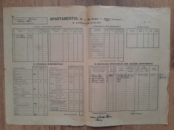 Declaratie individuala de impunere veche 1950 RPR Timis Torontal