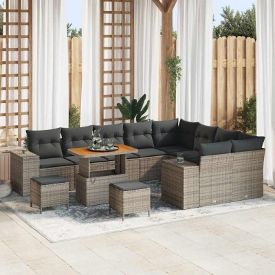 vidaXL Set de canapele pentru grădină 12 pcs Gri 90 x 55 x 71 cm 3363998 foto