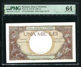 Q086 BANCNOTA 1000 LEI 1938 NECIRCULATA UNC GRADATA PMG 64