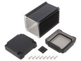 Carcasă ecranare aluminiu negru 65,8x110x65,8 mm