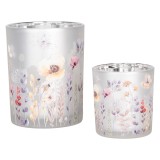 Cumpara ieftin Set 2 suporturi lumanari sticla multicolora Anemone 7x8 cm, 10x13 cm