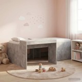 Cumpara ieftin Cadru de Pat Inalt pentru Copii cu Birou Gri Beton 90 x 200 cm