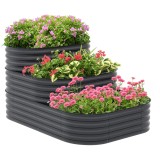 Outsunny Căsuță de grădină &icirc;n formă de pătrat cu fund deschis 3 etaje pentru ierburi legume fructe flori 158 x 109 x 82 cm gri | Aosom Romania