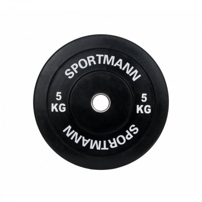 Greutate Cauciuc Bumper Plate SPORTMANN - 5 kg / 51 mm - Negru FitLine Training